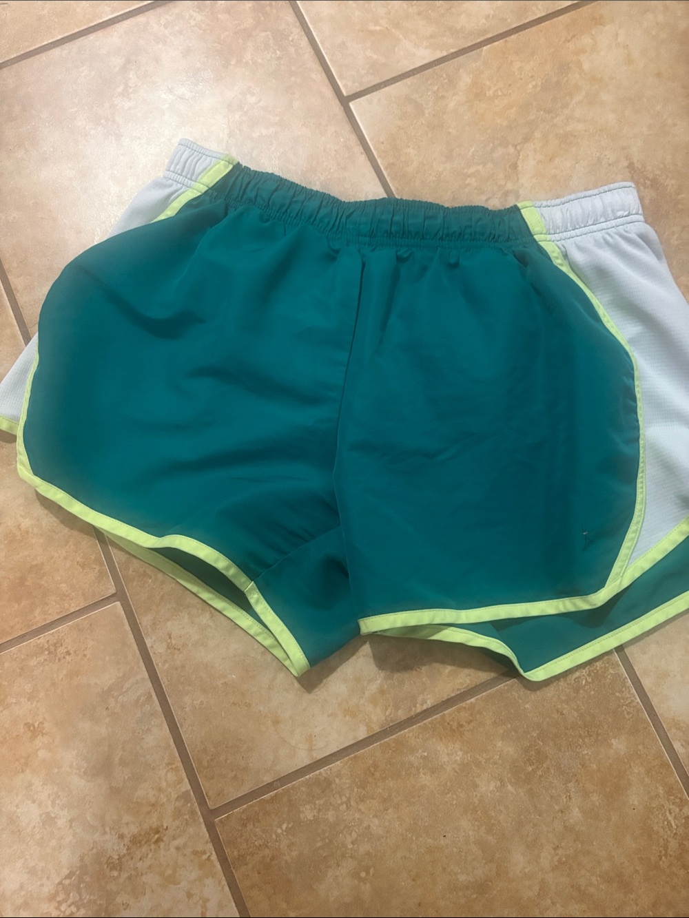 Danskin Now Teal Athletic Shorts with Lime Trim